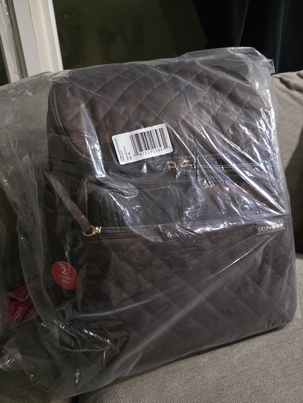 Skip Hop Quilted Backpack in Deep Brown